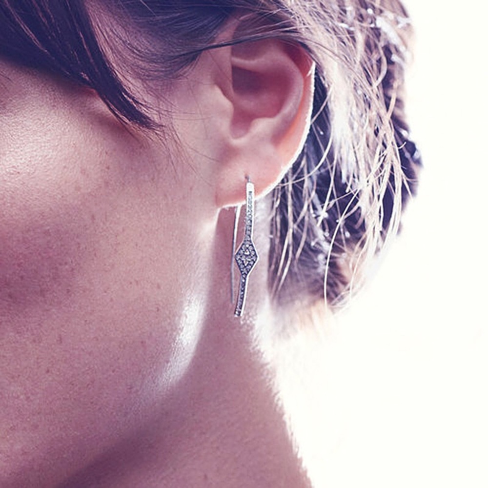 Silver Diamond Hanging Earrings